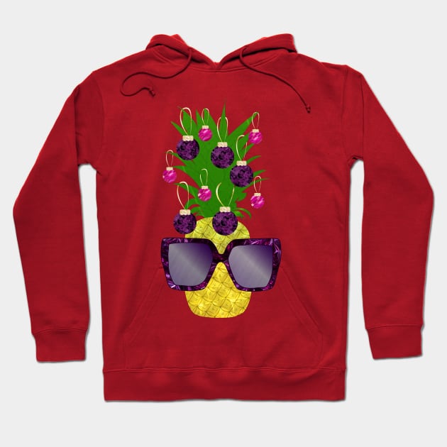 Purple Pineapple Christmas with Glasses Hoodie by calliew1217